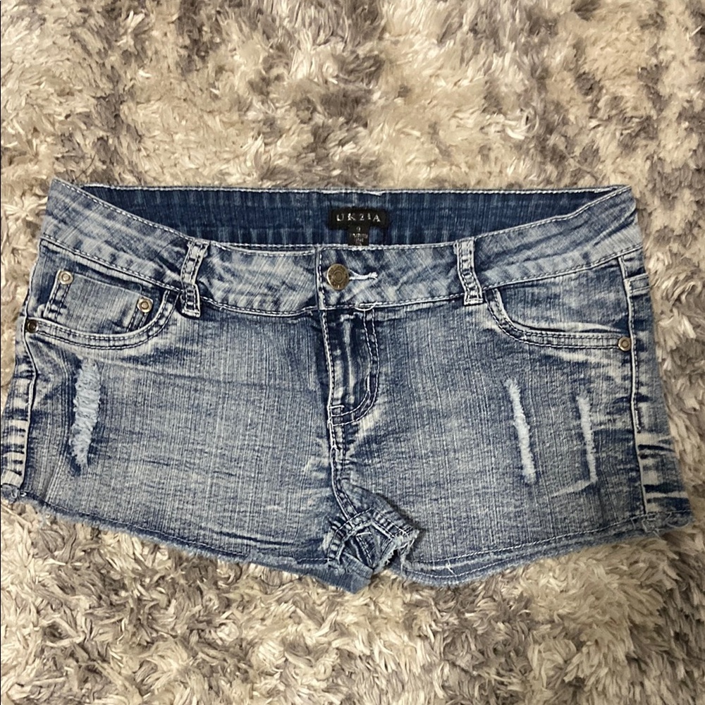 Blue Distressed Denim Shorts
